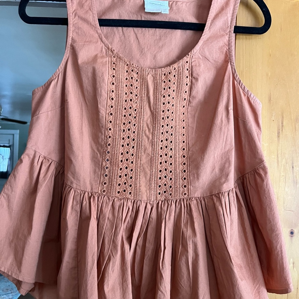 VanessaVirgina Sleeveless Eyelet Top Rusty Orange Size 4